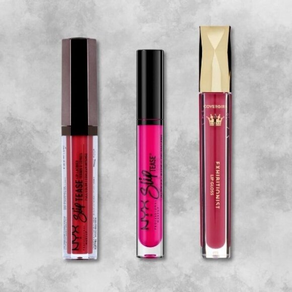 NYX Slip Tease And Cover Girl Lip Gloss Bundle Limited Edition Bold Color OS NWT - Picture 1 of 3